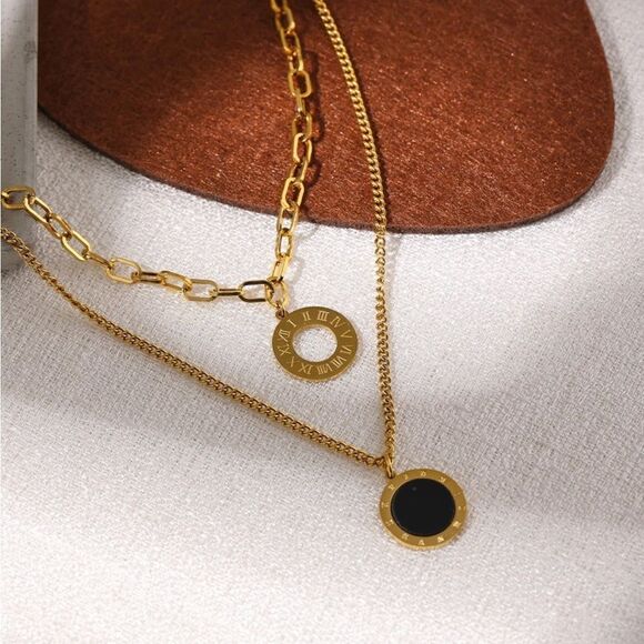 #27 Double Layer Roman Numeral Necklace - Picture 1 of 8